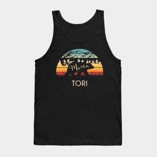 Tori Name Gift Retro Sun Personalized Mama Bear Tank Top